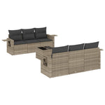 7 részes világosszürke polyrattan kerti ülőgarnitúra párnákkal 2