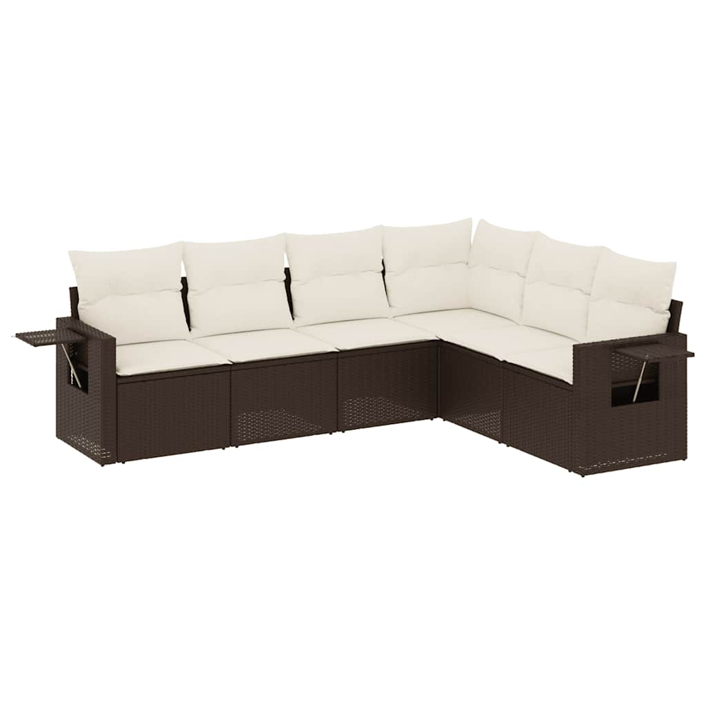 6 részes barna polyrattan kerti ülőgarnitúra párnával 2