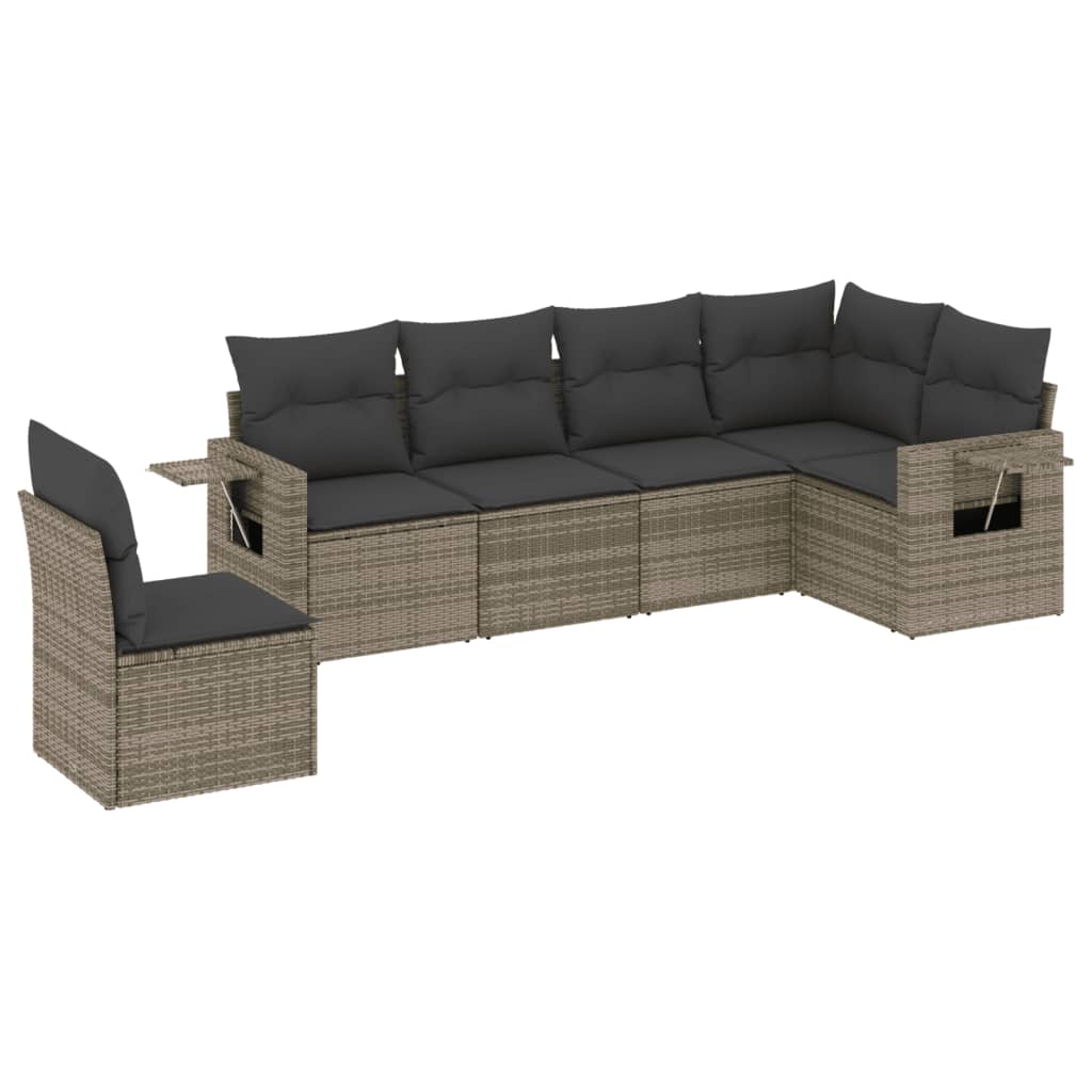 6 részes szürke polyrattan kerti ülőgarnitúra párnákkal 2