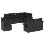 8 részes fekete polyrattan kerti ülőgarnitúra párnákkal 2