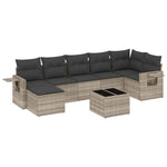 8 részes világosszürke polyrattan kerti ülőgarnitúra párnával 2
