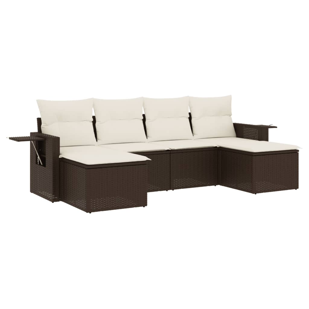 6 részes barna polyrattan kerti ülőgarnitúra párnával 2