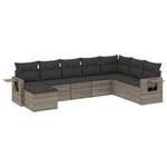 8 részes szürke polyrattan kerti ülőgarnitúra párnákkal 2