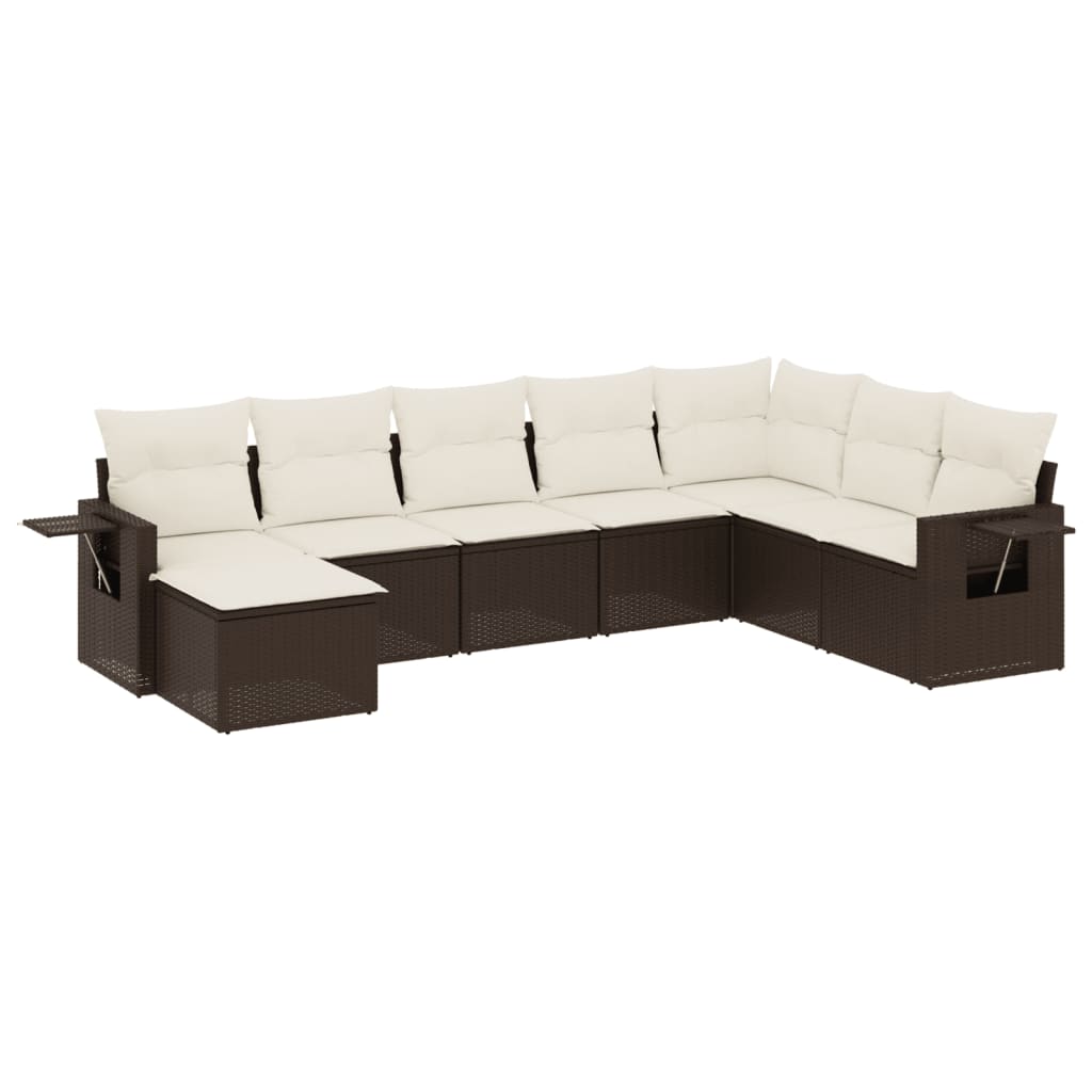 9 részes barna polyrattan kerti ülőgarnitúra párnákkal 2