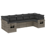 7 részes szürke polyrattan kerti ülőgarnitúra párnákkal 2