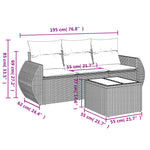 4 részes szürke polyrattan kerti ülőgarnitúra párnákkal 3