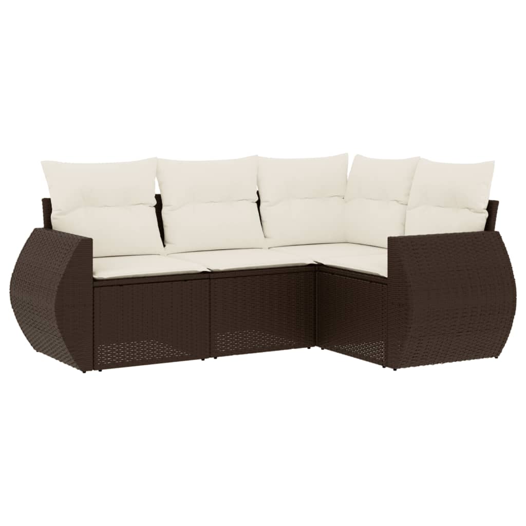 4 részes barna polyrattan kerti ülőgarnitúra párnákkal 2
