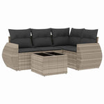 5 részes világosszürke polyrattan kerti ülőgarnitúra párnákkal 2