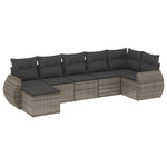 7 részes szürke polyrattan kerti ülőgarnitúra párnákkal 2