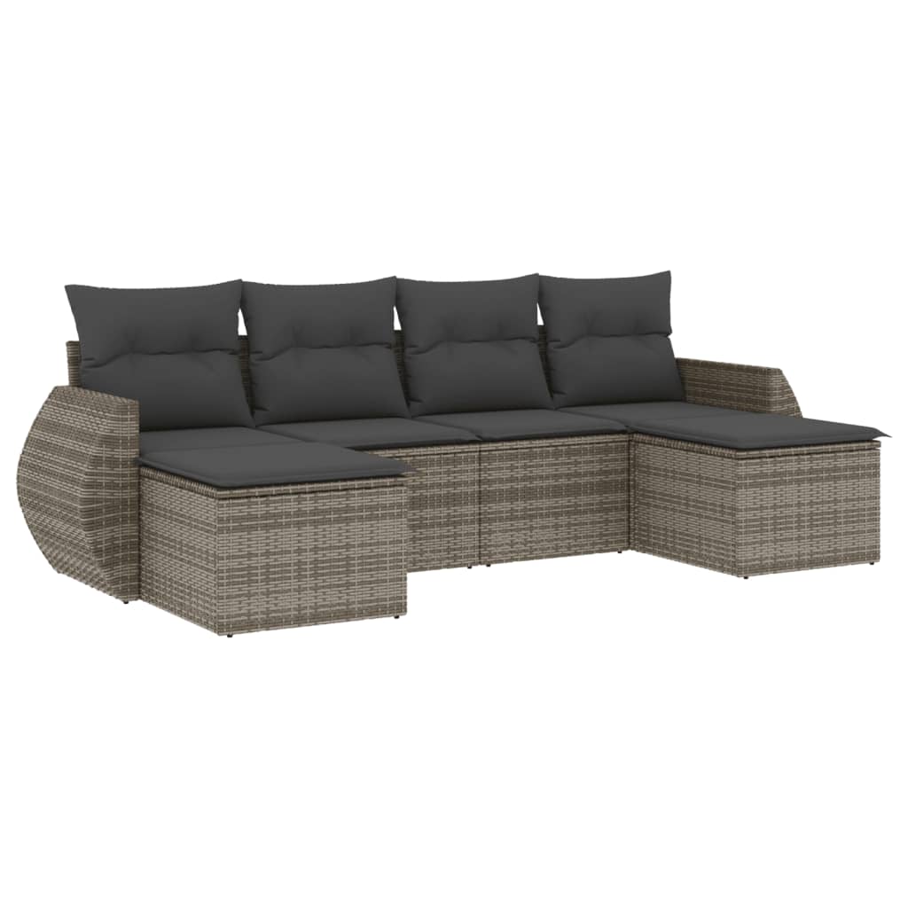 6 részes szürke polyrattan kerti ülőgarnitúra párnákkal 2