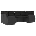 6 részes fekete polyrattan kerti ülőgarnitúra párnákkal 2
