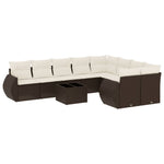 10 részes barna polyrattan kerti ülőgarnitúra párnákkal 2