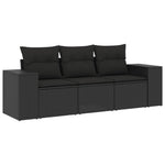 3 részes fekete polyrattan kerti ülőgarnitúra párnával 2
