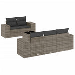 6 részes szürke polyrattan kerti ülőgarnitúra párnákkal 2
