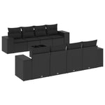 9 részes fekete polyrattan kerti ülőgarnitúra párnákkal 2