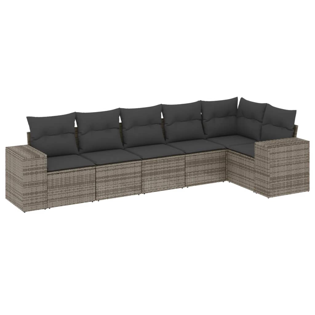 6 részes szürke polyrattan kerti ülőgarnitúra párnákkal 2