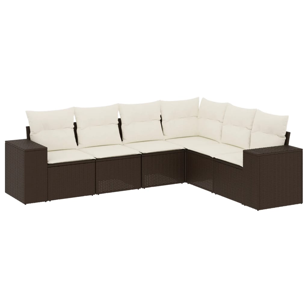 6 részes barna polyrattan kerti ülőgarnitúra párnával 2