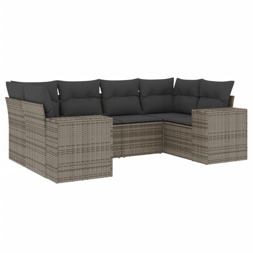 6 részes szürke polyrattan kerti ülőgarnitúra párnákkal 2