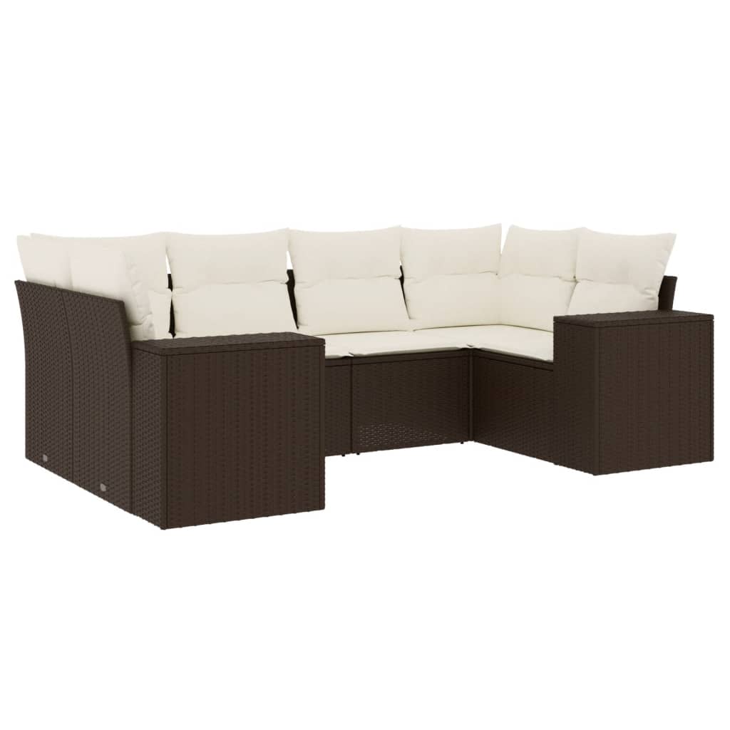 6 részes barna polyrattan kerti ülőgarnitúra párnával 2