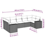 7 részes világosszürke polyrattan kerti ülőgarnitúra párnákkal 3