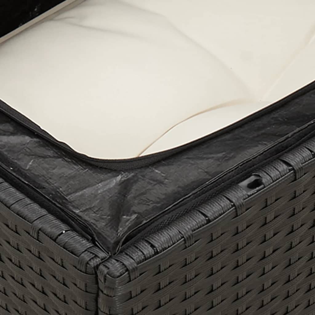 8 részes fekete polyrattan kerti ülőgarnitúra párnákkal 9