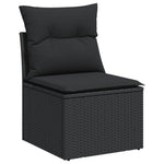 8 részes fekete polyrattan kerti ülőgarnitúra párnákkal 3