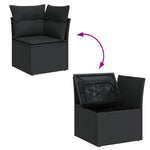8 részes fekete polyrattan kerti ülőgarnitúra párnákkal 9