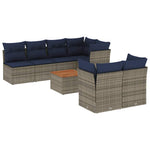 8 részes szürke polyrattan kerti ülőgarnitúra párnával 2