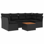 7 részes fekete polyrattan kerti ülőgarnitúra párnával 2