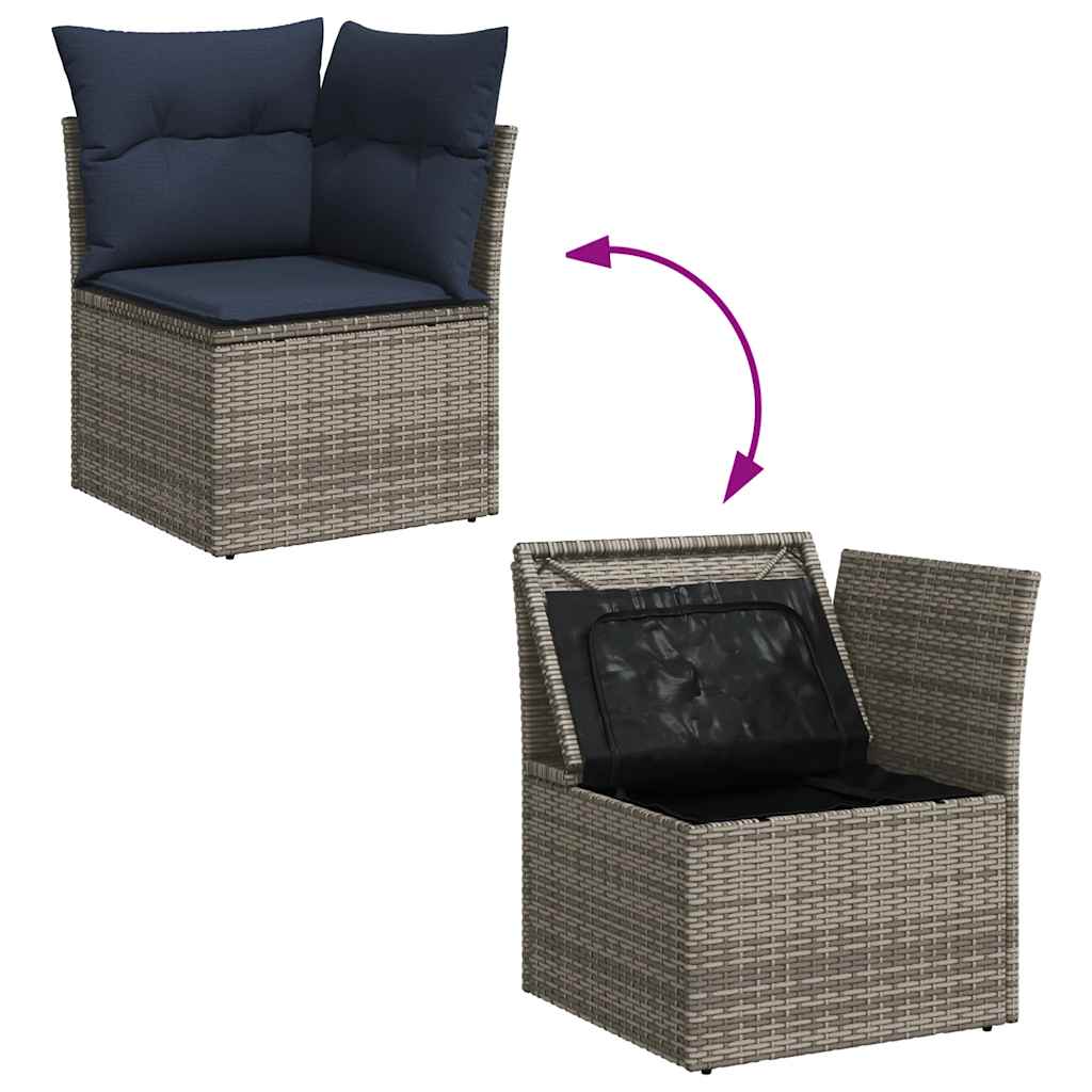 7 részes szürke polyrattan kerti ülőgarnitúra párnákkal 9