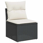 5 részes fekete polyrattan kerti kanapészett párnákkal 3