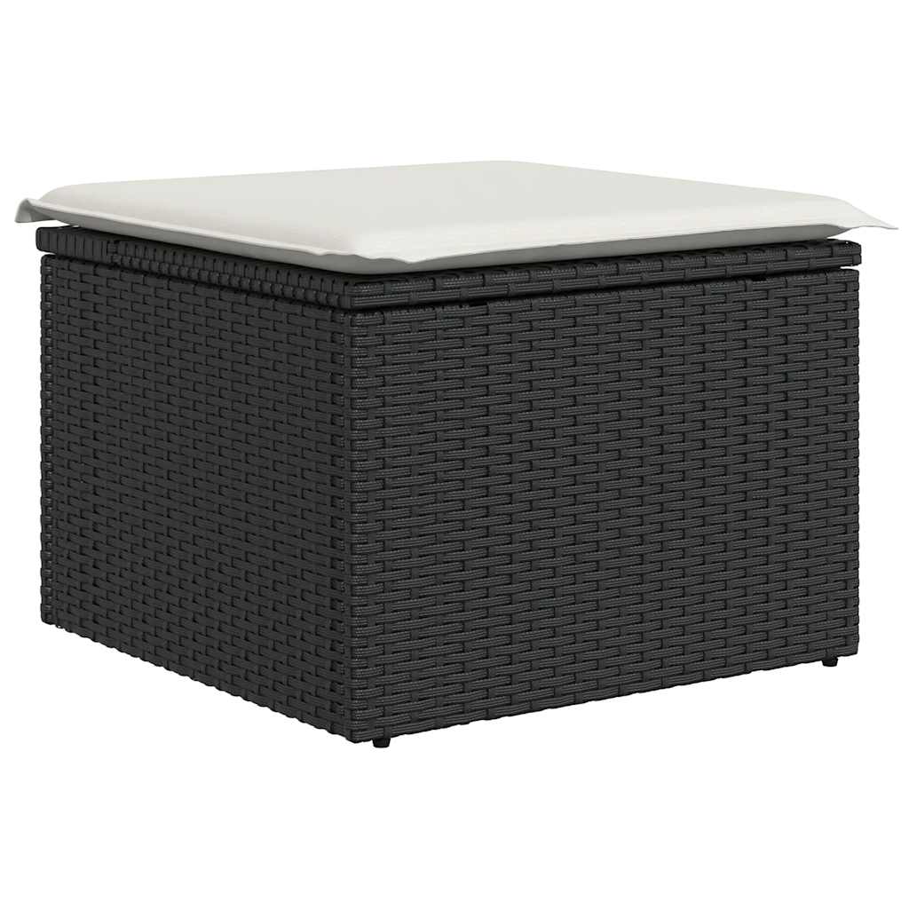 5 részes fekete polyrattan kerti kanapészett párnákkal 5
