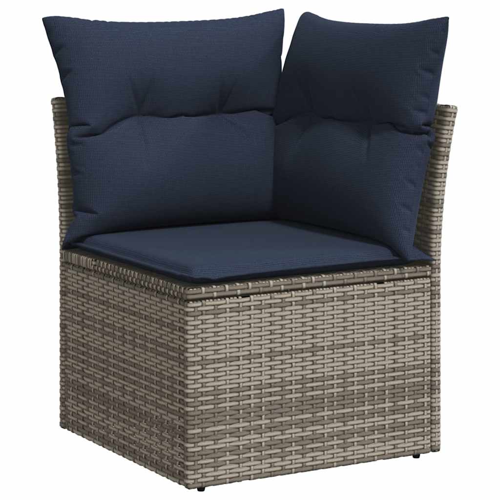 5 db szürke polyrattan kerti kanapégarnitúra párnákkal 4
