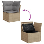 6 részes vegyes bézs polyrattan kerti ülőgarnitúra párnákkal 9