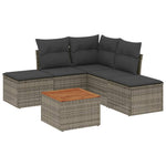 6 részes szürke polyrattan kerti ülőgarnitúra párnákkal 2