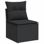11 részes fekete polyrattan kerti ülőgarnitúra párnákkal 4