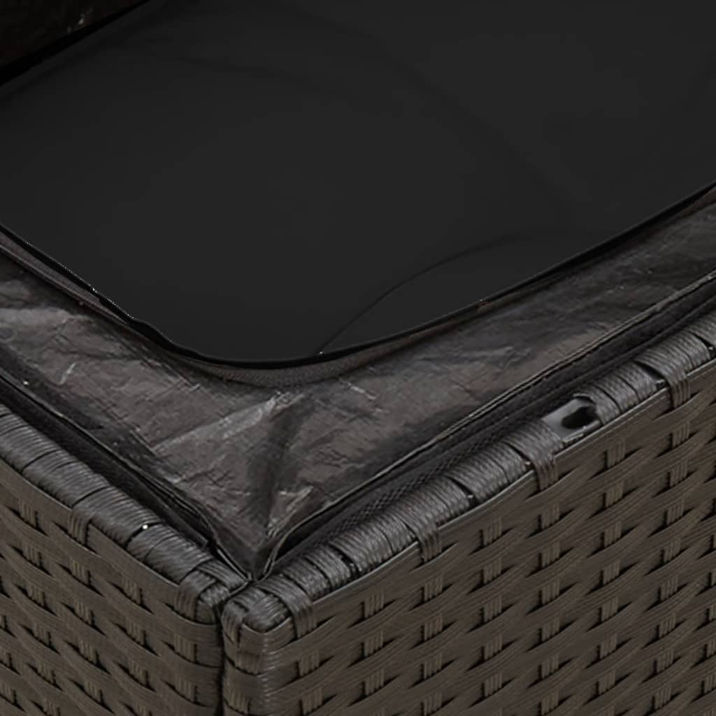 11 részes fekete polyrattan kerti ülőgarnitúra párnákkal 9