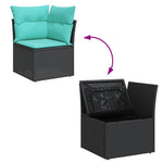 11 részes fekete polyrattan kerti ülőgarnitúra párnákkal 9