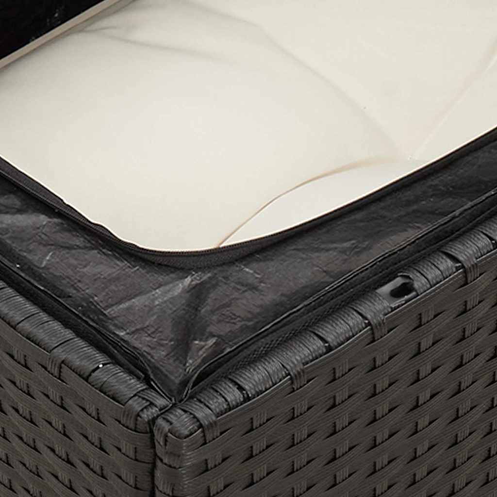14 részes fekete polyrattan kerti ülőgarnitúra párnákkal 7