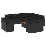 13 részes fekete polyrattan kerti ülőgarnitúra párnákkal 2