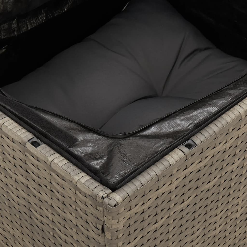 14 részes szürke polyrattan kerti ülőgarnitúra párnákkal 7