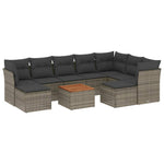 10 részes szürke polyrattan kerti ülőgarnitúra párnákkal 2