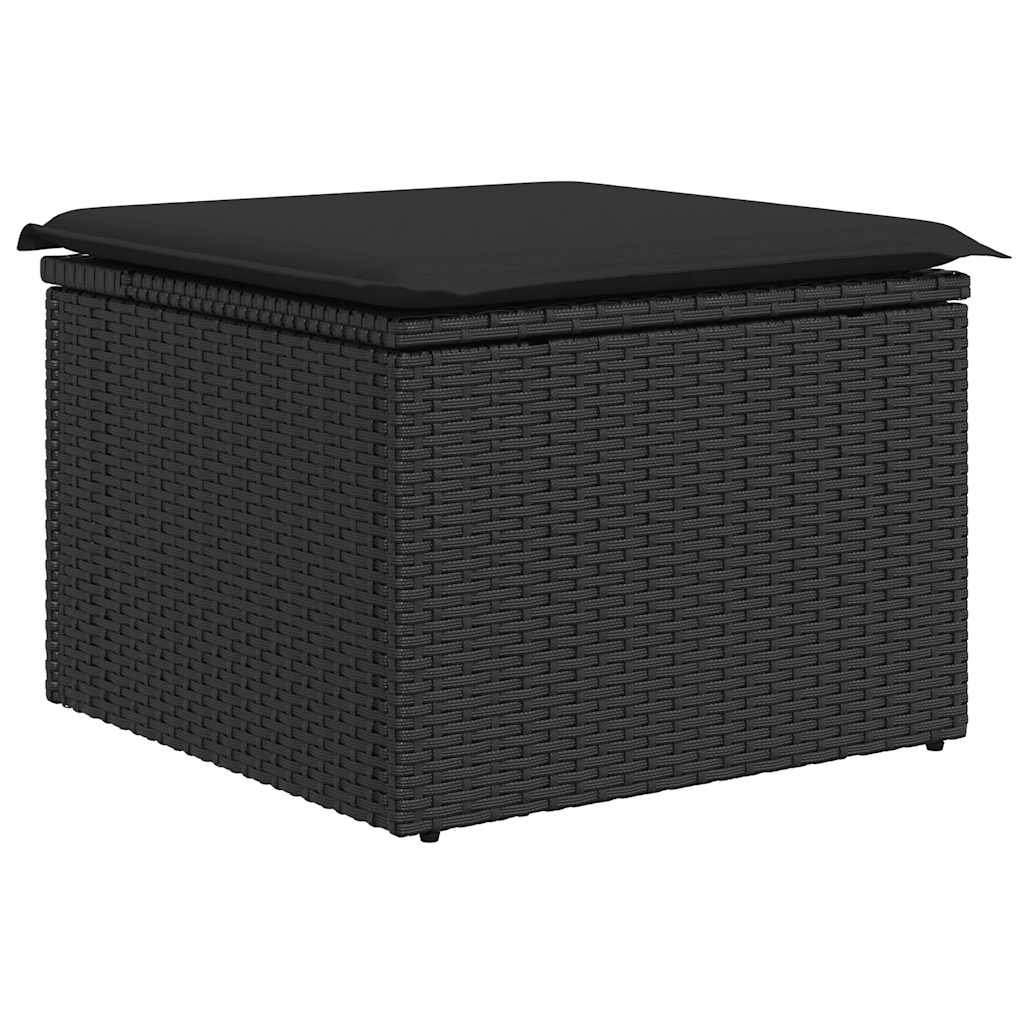 11 részes fekete polyrattan kerti ülőgarnitúra párnákkal 3