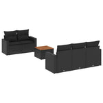 6 részes fekete polyrattan kerti ülőgarnitúra párnákkal 2