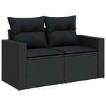 6 részes fekete polyrattan kerti ülőgarnitúra párnákkal 5