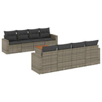 9 részes szürke polyrattan kerti ülőgarnitúra párnákkal 2