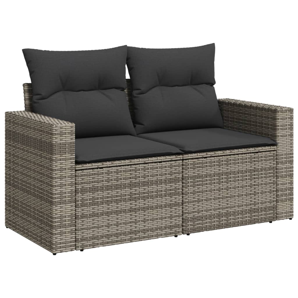 9 részes szürke polyrattan kerti ülőgarnitúra párnákkal 4