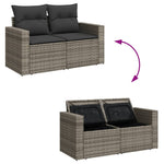 9 részes szürke polyrattan kerti ülőgarnitúra párnákkal 7