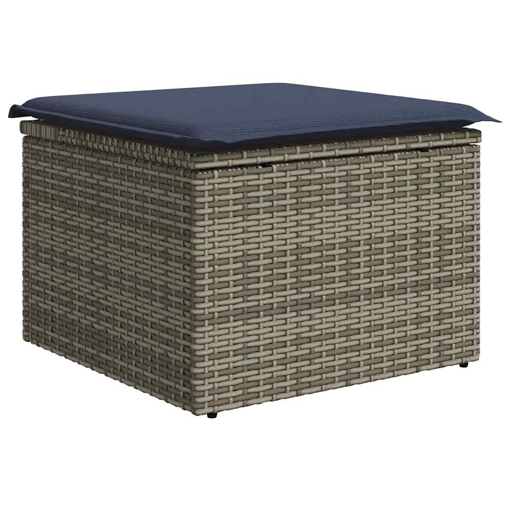 5 db szürke polyrattan kerti kanapégarnitúra párnákkal 5