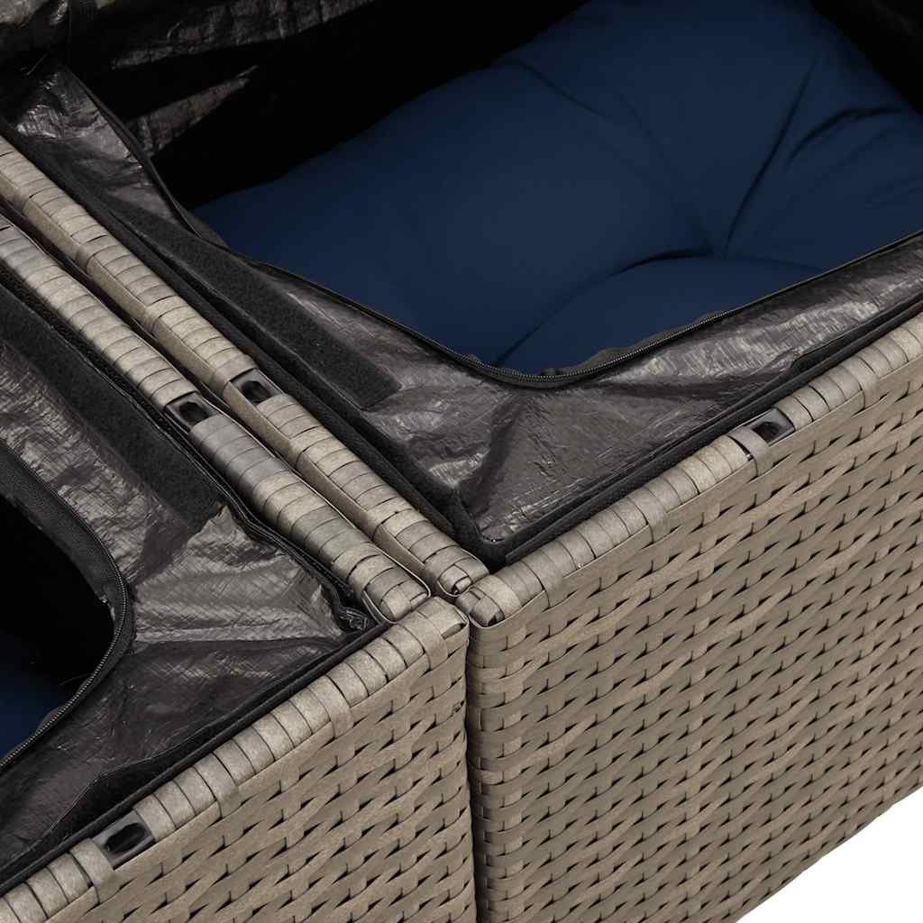5 db szürke polyrattan kerti kanapégarnitúra párnákkal 8